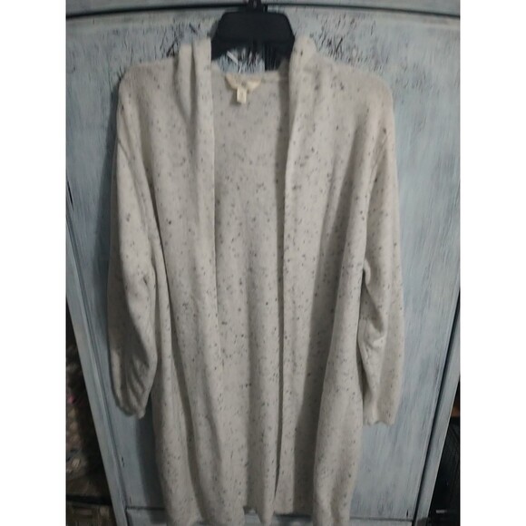 Terra & Sky Long Open Hooded Sweater Cardigan Cream 0X - Picture 3 of 12